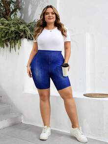 SHEIN CURVE+ Legging Casual Estampada Plus Size, Adequada para o Verão - Multicolorido - Visão 8
