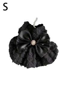 1 bộ trang phục cho thú cưng hình hoa hồng dễ thương, khóa dán, màu đen/hồng/trắng, kiểu váy cưới xòe cho mèo và chó, trang phục phù dâu. - màu đen - Xem 9