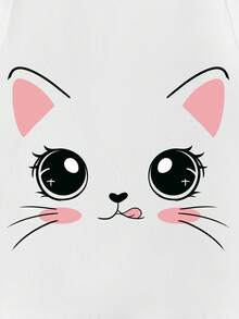 SHEIN Young Girl's Casual Simple Cartoon Printed Sleeveless Round Neck Tank Top For Summer, Perfect For Summer - White - View 3