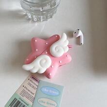 天使翅膀和粉色星星图案保护壳，兼容苹果第三代/第四代蓝牙无线耳机 - 粉色 - 查看 5