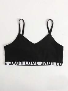 SHEIN Girlism 3件套少女简约字母装饰吊带背心文胸套装 - 彩色 - 查看 5