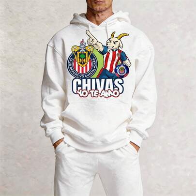 Conjunto de sudadera con capucha y pants, 2 piezas, Chivita, Guadalajara, chiva s, rebaño sagrado. Regular fit, hombre, mujer, con bolsas, cómodo, ligero, casual, elástico ligero, deportivo, para uso diario, para día y noche, fines de semana., Estilo relajado, urbano, Street, vacaciones, básico, primavera, verano, otoño, invierno. a la moda. Mezcla de poliéster, elastano.