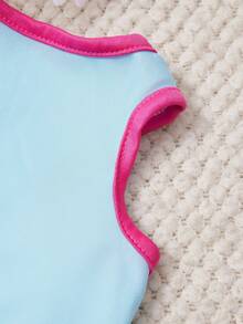 PETSIN 1 Piece Of Rose Red Letter Printed Pet Vest With Rose Red And Blue Stitching, Soft And Breathable, Comfortable Pet Clothing - Multicolor - View 2