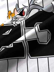 TOM & JERRY X SHEIN 男婴卡通印花条纹短袖休闲上衣 - 白色 - 查看 5