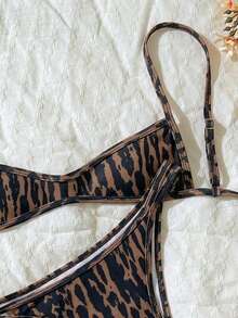 Swim Mod 2pcs/Set Women's Random Print Spaghetti Strap Sexy Bikini Set, Summer - Multicolor - View 4