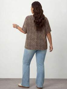 Enliva 加大號豹紋蝙蝠袖T恤 - 彩色 - 查看 3