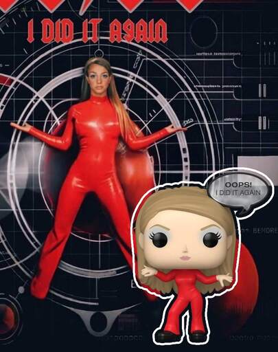 Funko Music Icon Vinyl Figure #462, Pop Star Performer In Red Jumpsuit With Speech Bubble Accessory, Stylized Large Head Collectible Display Model For Shelf Or Desk Gift Idea