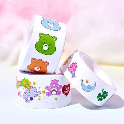 SHEIN X Care Bears 3卷卡通人物图案纸胶带，每卷5米，适用于DIY、制作手册、封口等。