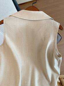 GlowEve Chaleco camisa de un solo pecho de unicolor para mujer, casual/trabajo - Albaricoque - Ver 4