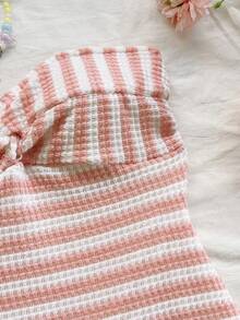 Soleia 女士优雅条纹连衣裙，休闲百搭，适合度假、派对、约会、冬季穿着 - 粉色 - 查看 4