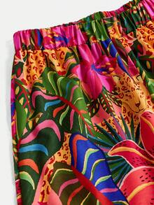 SHEIN Girlism Tween Girl Casual Minimalist Comfortable Mid-Waist Retro Pattern Long Pants Tween Girl - Multicolor - View 3