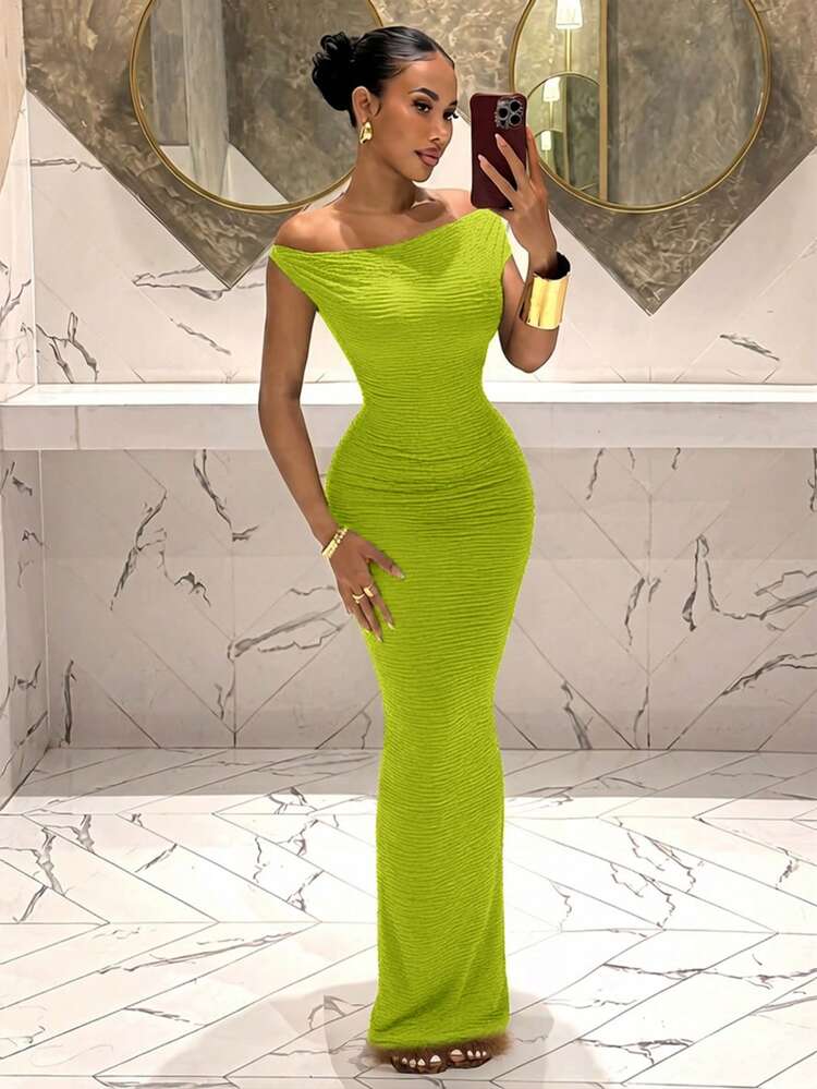 lime green asymmetrical dress Lime Green Asymmetrical Tailored Dress