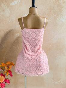 Soleia Vestido de tirantes con textura floral y drapeado para mujer - Rosa - Ver 2