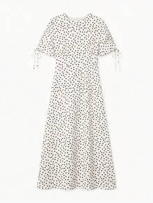 lacRébo 优雅深绿色波点长裙 - 杏色 - 查看 8