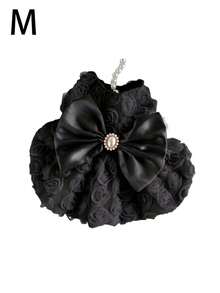 1 bộ trang phục cho thú cưng hình hoa hồng dễ thương, khóa dán, màu đen/hồng/trắng, kiểu váy cưới xòe cho mèo và chó, trang phục phù dâu. - màu đen - Xem 8