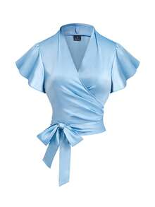 GlowEve Elegant Summer Shirts For Casual Commuting Woven By Women - Blue - View 3