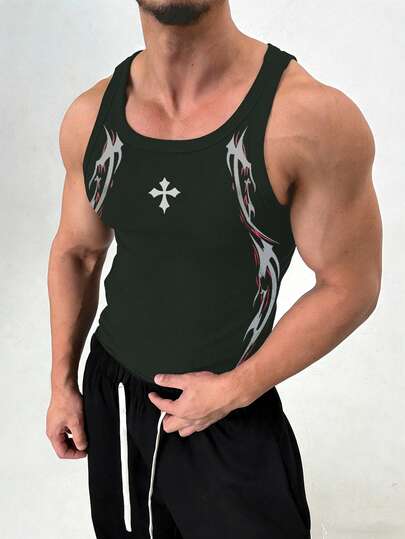 GymBeat Men's Minimalist Printed Sleeveless Sports Tank Top