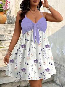 Veykashi Plus Size Floral Print Patchwork Sleeveless Casual Bohemian Boho Elegant Dress Beach Vacation White Summer - Multicolor - View 3