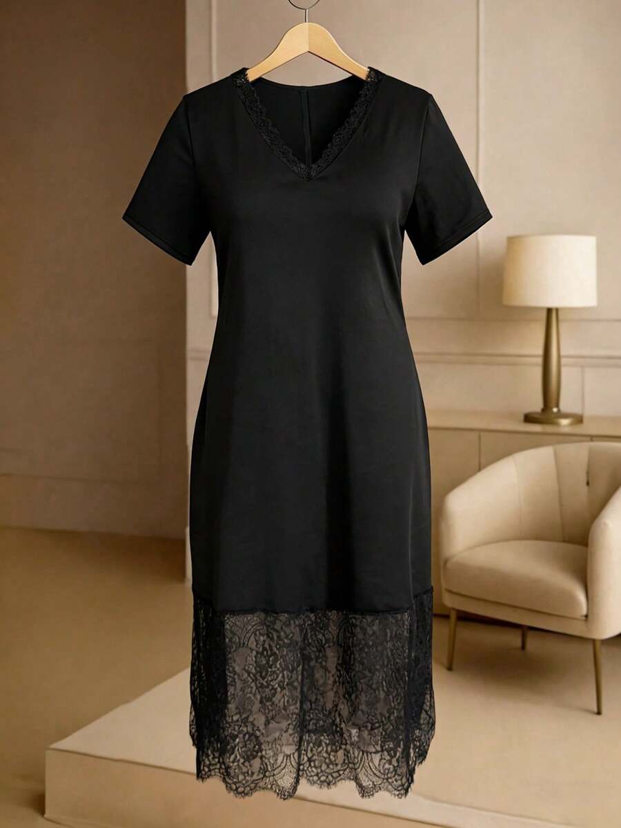 GlowEve CURVE Đầm hè cỡ lớn kiểu dáng thường ngày mới, phù hợp cho tiệc tùng, tụ họp, dạo phố, phong cách Trung Hoa, nghỉ dưỡng, ngày lễ Thánh Patrick, lễ Phục Sinh, ngày lễ Tình nhân, Giáng sinh, Lễ Tạ ơn. Chất liệu mềm mại, rộng rãi, thoải mái, đa năng, tôn dáng, thích hợp cho mùa xuân/hè, ngày Quốc khánh. - màu đen - Xem 1