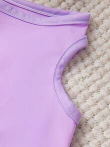 PETSIN 1件快乐海豚字母印花宠物背心，粉色拼接紫色，柔软舒适。 - 彩色 - 查看 2