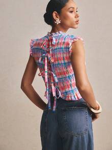 Poéselle 女士度假条纹荷叶边下摆休闲衬衫 - 彩色 - 查看 6
