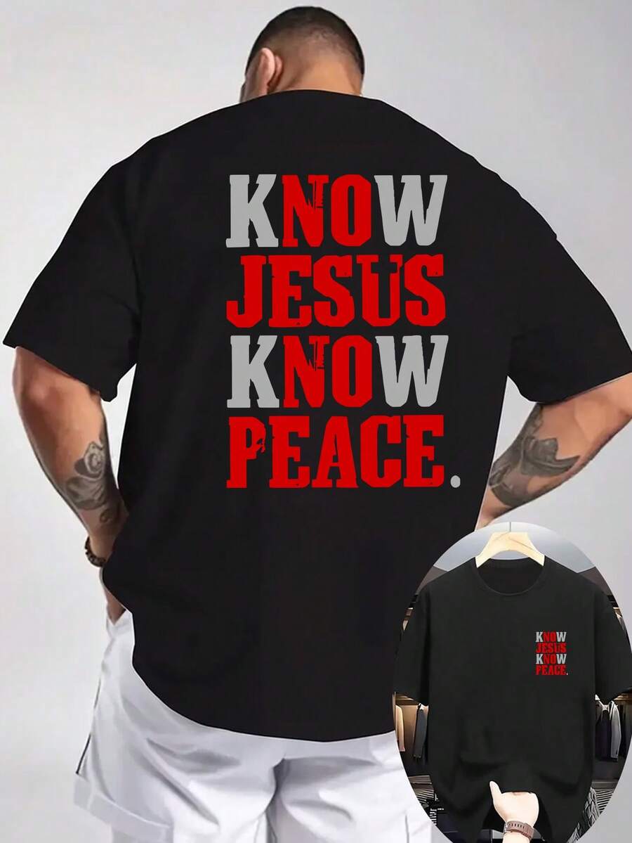 Manfinity Dauomo Men's Drop Shoulder Short Sleeve Fashionable Printed Round Neck T-Shirt, Summer - Multicolor - View 1