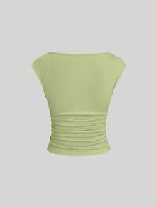 Sweetra 3pcs/Set Sexy Backless Breathable Moisture-Wicking Fitted Women Short Sleeve Top/T-Shirt - Multicolor - View 5