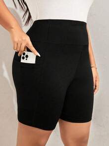 Enliva Leggings confortables de loisirs et de sport, taille haute double poche, grande taille - Noir - Voir 3