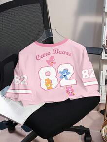 SHEIN X Care Bears Women's Round Neck Short Sleeve Casual T-Shirt, Cropped Style, - White - View 2