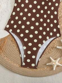 Swim Mod Áo tắm liền thân nữ họa tiết chấm bi nhiệt đới dễ thương, buộc dây vai, thích hợp cho bãi biển, khu nghỉ dưỡng và tiệc tùng. - Nhiều màu - Xem 5