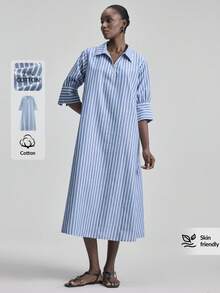 Ontre Đầm nữ cổ sơ mi, khóa kéo kim loại phía trước, tay áo xắn lên, thanh lịch cho khách dự đám cưới, phong cách tối giản lãng mạn kiểu Pháp sang trọng, thời trang thành thị, trang phục công sở thường ngày, trang phục cổ điển cao cấp giản dị, trang phục đi làm, du lịch biển, lễ hội Trung Đông, trang phục chất lượng cao, đa năng, phù hợp cho mùa cưới và nghỉ dưỡng. - Màu be - Xem 1