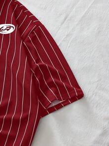 AXEPEAK Áo polo nam tay ngắn kẻ sọc chữ, kiểu dáng thường ngày, thích hợp đi làm. - Màu Đỏ Sâu - Xem 4