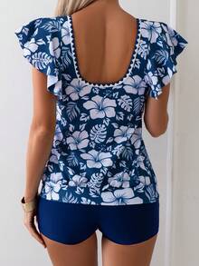 Swim Lushoire 2pcs Women's Spaghetti Strap Bikini Swimsuit With Ruffle Trim, Mature Swimwear For Summer Holiday - Multicolor - View 4