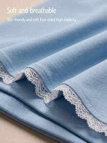 Fluxe 女士蕾丝边高腰无缝打底裤 - 藍色 - 查看 3