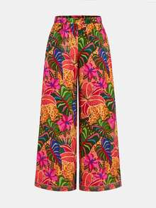 SHEIN Girlism Tween Girl Casual Minimalist Comfortable Mid-Waist Retro Pattern Long Pants Tween Girl - Multicolor - View 5