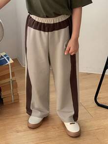 DAZY Young Boys' Casual Contrast Color Elastic Waist Pants - Brown - View 5