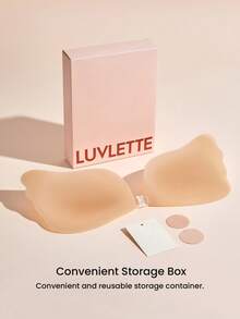 LUVLETTE Reusable Sticky Self-Adhesive Backless Strapless Perforated No-Show Silicone Lift-Air Up Bra-Cinnamon - Cinnamon - View 10