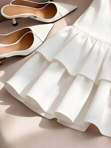 GlowEve 法式优雅无袖连衣裙，红色蝴蝶结无袖迷你连衣裙，适合日常外出、约会、度假 - 白色 - 查看 4