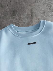 AXEPEAK Men's Casual Loose Short Sleeve T-Shirt, White With Printed Rhinestone Handmade Label, Summer - Sky Blue - View 3