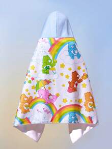 SHEIN X Care Bears 1件可爱卡通印花连帽浴巾，以忍者神龟为主题，采用超细纤维材质，吸水性强，不掉毛，适合沐浴、游泳、海滩等场合。 - 藍白色 - 查看 9