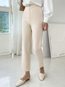 DAZY Women's Casual Solid Color Korean Style Versatile Pants - Apricot - View 7