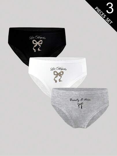 3pcs Girls Soft Butterfly Pattern Underwear