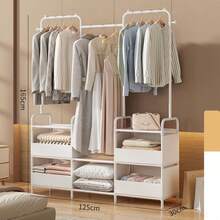 1pc Assembled Wardrobe Cabinet, Reinforced Iron Frame Clothes Rack For Home Bedroom, Clothing & Miscellaneous Storage, Modern Design, Durable - Multicolor - View 3