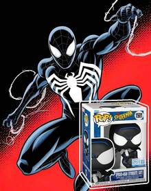 Funko 超级英雄黑色战衣乙烯基人偶 #1501，暗黑蜘蛛主题英雄收藏品，配有风格化的面具设计，摇头娃娃展示模型，可摆放在架子或桌面上，是理想的礼物之选。 - 彩色 - 查看 3