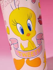 LOONEY TUNES X SHEIN 500毫升/16盎司真空隔热不锈钢杯，配1个防漏盖，适用于冷热饮，适用于大多数车载杯架 - 粉色 - 查看 9