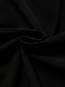 GlowEve CURVE 大码女式优雅撞色拼接衬衫领短袖连衣裙，单排扣金属纽扣腰部A字中长连衣裙，适合休闲、通勤和日常穿着 - 黑色 - 查看 8