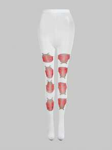 ROMWE Anime 1双白色Y2K朋克风千禧摇滚音符印花时尚简约女式连体衣，适合大学、购物、通勤等场合。 - 紅棕色 - 查看 7