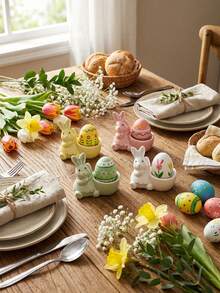 Cirelle 1 Stück Keramik Eierbecherform Hase - Süßer Frühstückseierhalter für Ostern, frische & einfache Tischdekoration - Mehrfarbig - Übersicht 5