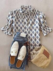 Trelyra Fashionable New Printed Casual Versatile Shirt - Multicolor - View 1