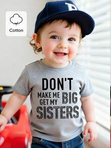 男婴趣味字母印花短袖T恤，夏季 - 灰色 - 查看 4